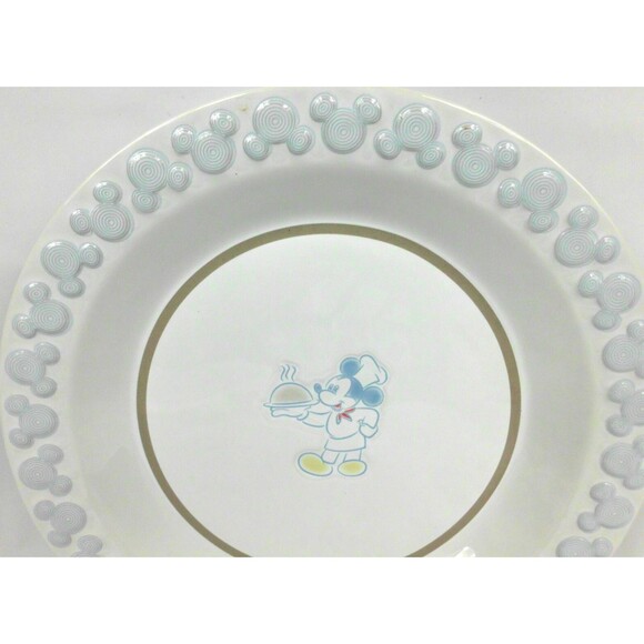Vintage Disney Parks Gourmet Mickey Chef Serving Dish Plate 10.75" White Blue - Picture 3 of 4